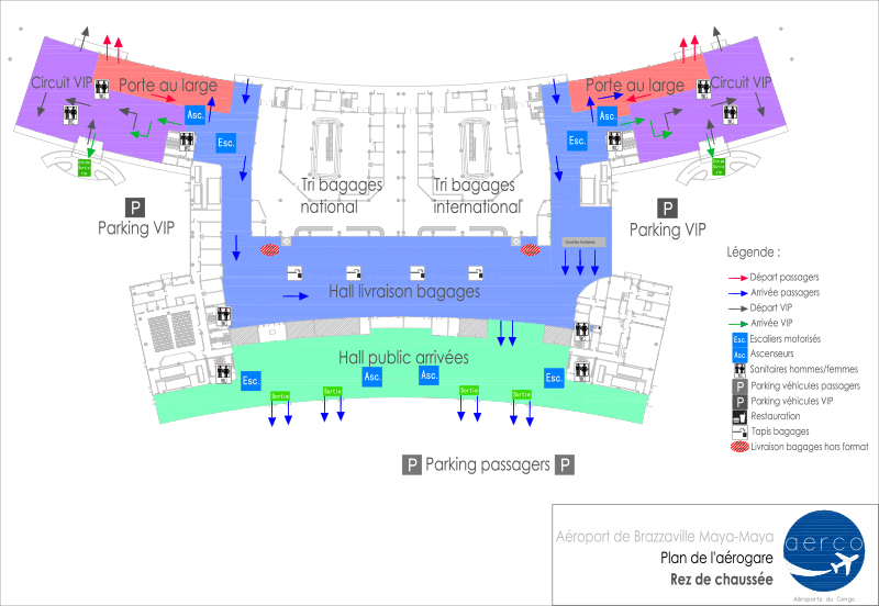 Plan du rez de chaussée de l'aérogare